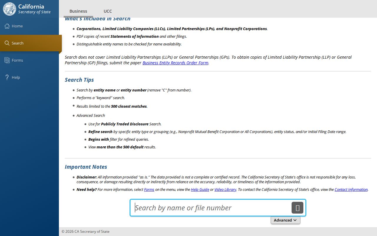 Ventura people search using California business filings