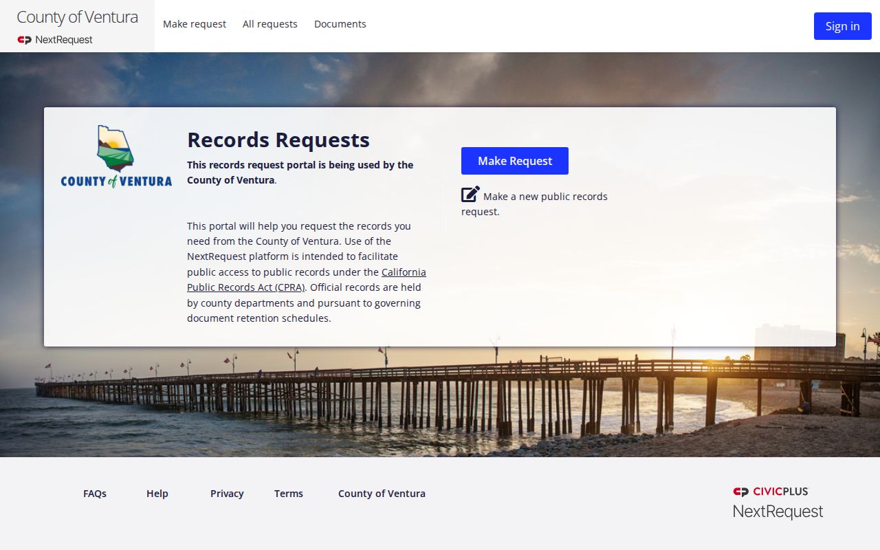 Ventura people search through the county public records request portal