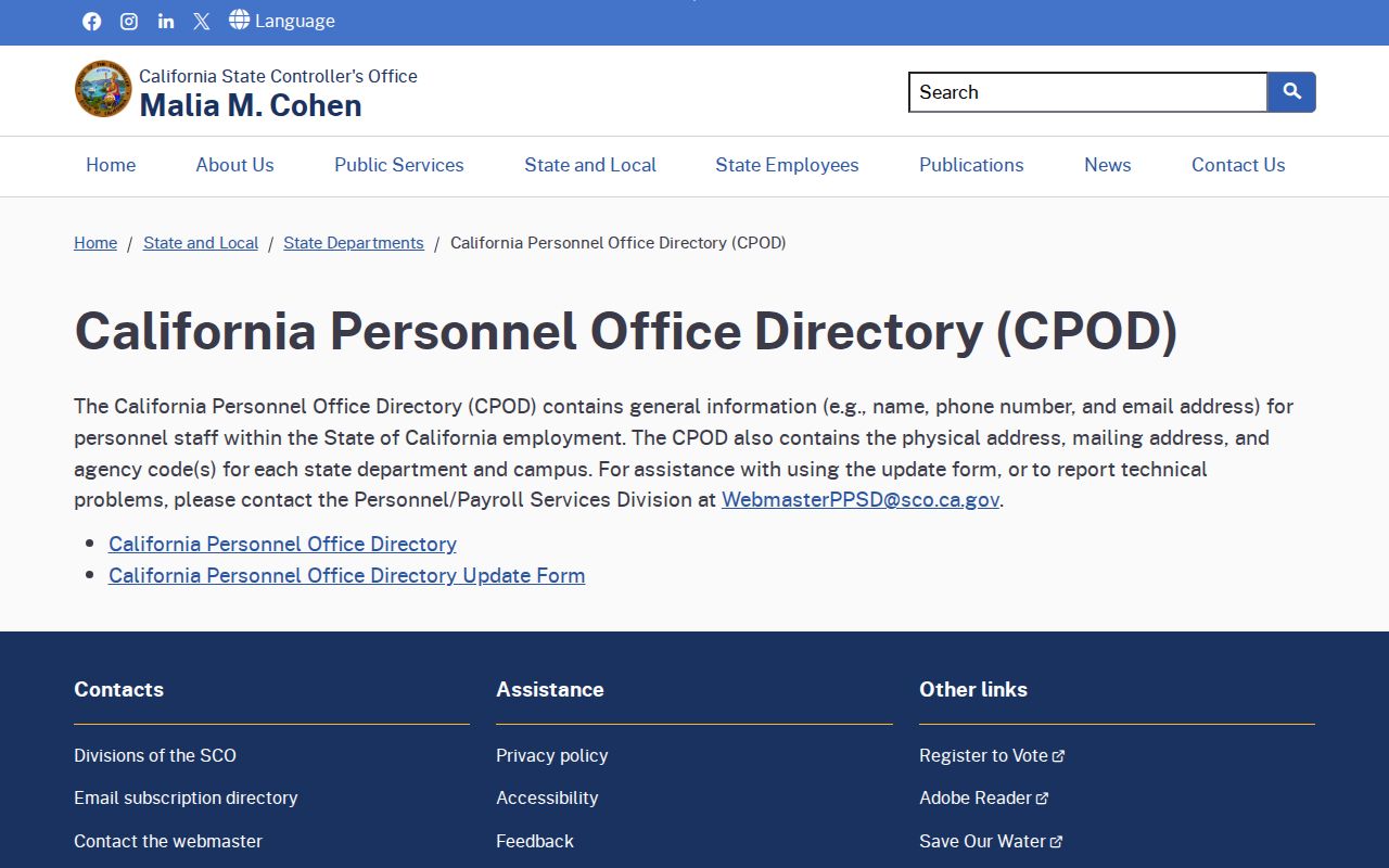 Ventura people directories using California personnel office listings