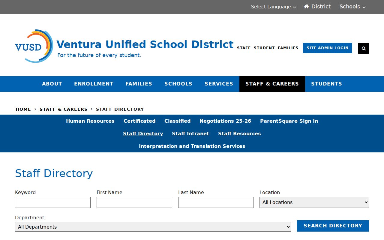 Ventura people directories search at Ventura Unified